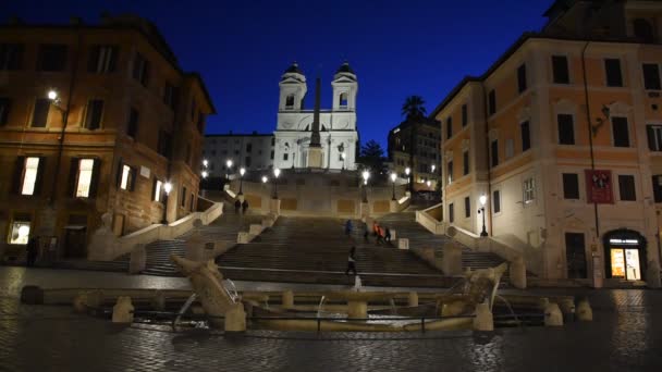 Kyrkan Rom Trinit Dei Monti Spanska Trappan Och Spanien Fyrkantig — Stockvideo