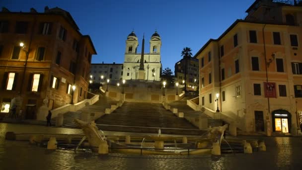 Rome Trinit Dei Monti Church Spanish Steps Spain Square Real — Stock Video