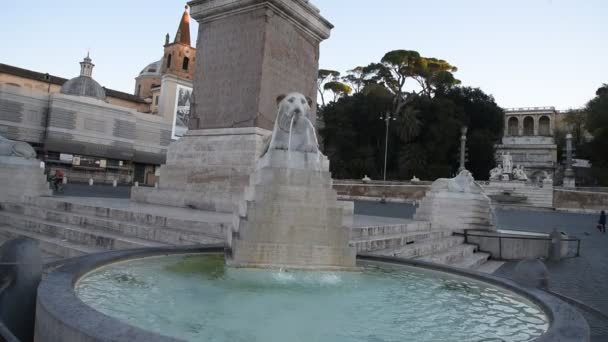 Πλατεία Λαού Και Λιοντάρια Τετράγωνο Ρώμη Γραφική Θέα Frome Pincio — Αρχείο Βίντεο