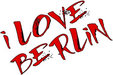 Ben aşk Berlin metin beyaz arka plan üzerinde illüstrasyon işareti