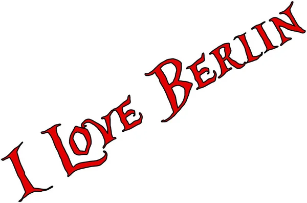 Miłość Berlin Tekst Znak Ilustracja Białym Tle — Wektor stockowy