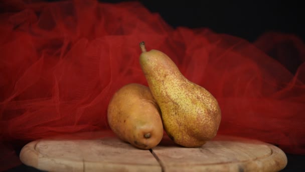 Seasonal Fruit Still Life Studio Black Background — Stock Video