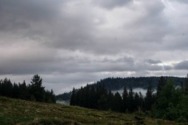 Yaz, yağmurdan önce, gökyüzü, bulutlar, bulutlar, dağlarda, ilkbahar, doğa, manzara, köy, Karpatlar, Ukrayna