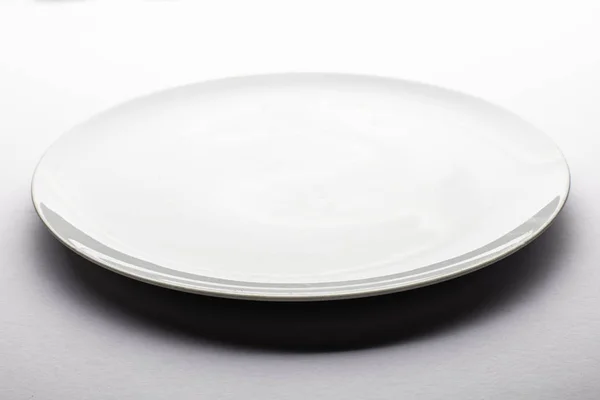 White Plate Front View Isolated White Background Stock Picture