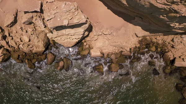 Luchtfoto Van Helling Van Woestijn Strand Van Namibe Afrika Angola — Stockfoto