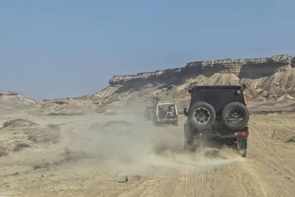 Bil Sand Väg Canyons Namibe Öknen Afrika Angola — Stockfoto