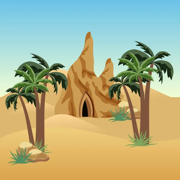 Desert landscape scene for cartoon or game asset background.