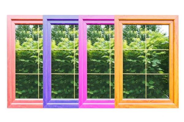 Plastic laminated Windows with partitions in mirrored double-glazed Windows