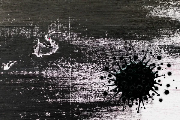 Virus Dibujado Pintura Negra Sobre Una Superficie Decorativa —  Fotos de Stock