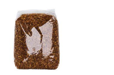 Şeffaf paket ve yemek pişirme malzemeleri. Kurutulmuş sebze veya meyve