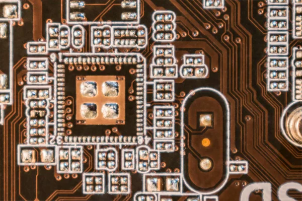 Fragment Microelectronic Circuit Board — Stock Photo, Image