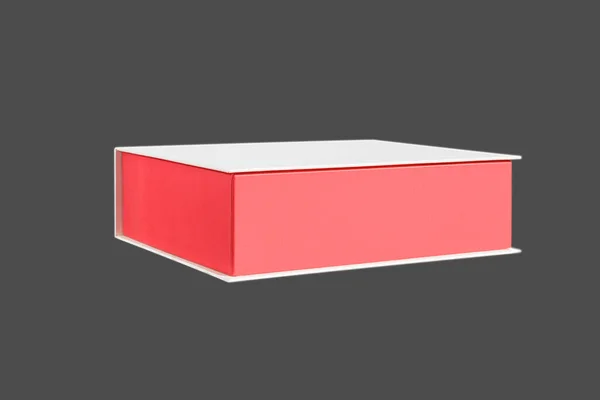 Grande Caixa Embalagem Para Presente Vermelho Color Empty Dentro Fundo — Fotografia de Stock
