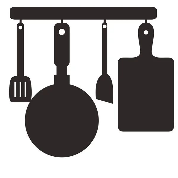 Unelte de bucătărie pe un cuier. .. Ilustrație vectorială izolată pe fundal alb . — Vector de stoc