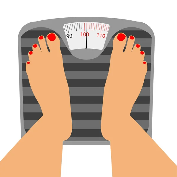 Persons Feet on Weighing Scale on a white background — Stock Vector