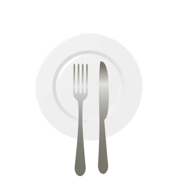 Empty plate with spoon, knife and fork — Stock Vector