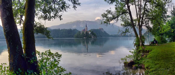 Lake Bled Marys Church Assumption Small Island Bled Slovenia Europe — Stock Photo, Image