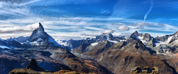 Increíble Vista Cordillera Panorámica Cerca Del Matterhorn Los Alpes Suizos — Foto de Stock