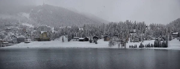 Panorama Města Sankt Moritz Saint Moritz San Maurizio Engadine Švýcarské — Stock fotografie