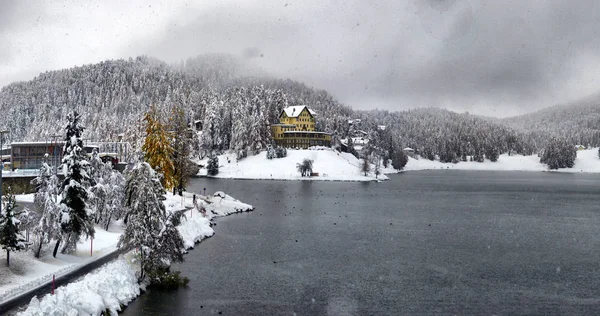 Panorama Miasta Sankt Moritz Sankt Moritz San Maurizio Engadynie Alpy — Zdjęcie stockowe