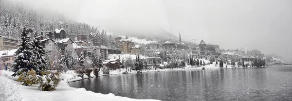 Panorama Della Città Sankt Moritz Saint Moritz San Maurizio Engadina — Foto Stock