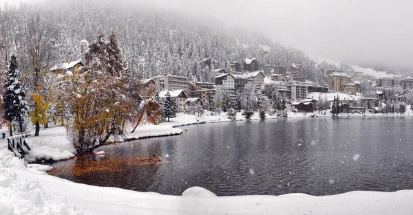 Panorama Della Città Sankt Moritz Saint Moritz San Maurizio Engadina — Foto Stock