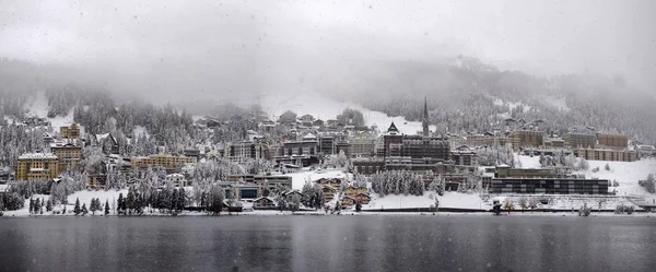 Panorama Miasta Sankt Moritz Sankt Moritz San Maurizio Engadynie Alpy — Zdjęcie stockowe