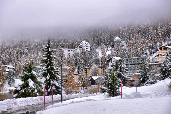 Panorama Sankt Moritz Saint Moritz San Maurizio Ciudad Engadine Alpes — Foto de Stock