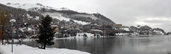 Panorama Della Città Sankt Moritz Saint Moritz San Maurizio Engadina — Foto Stock