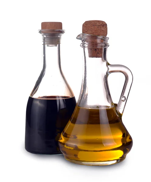 Balsamic Vinegar of Modena and Extra Virgin Olive Oil glass bot — Stock Photo, Image