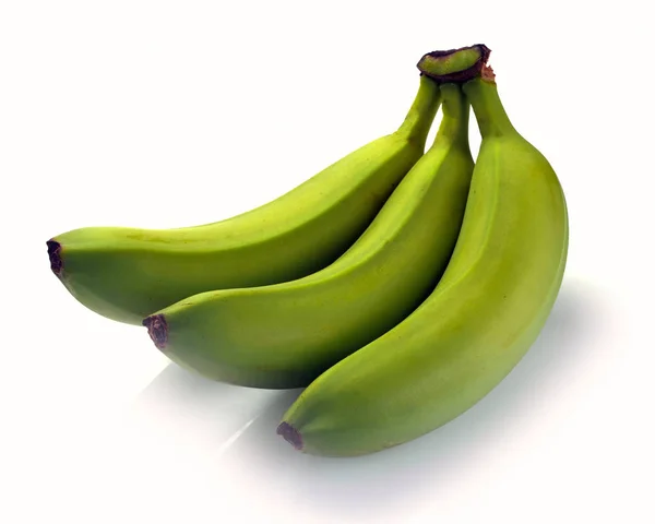 Green banana bundle on a white background — Stock Photo, Image