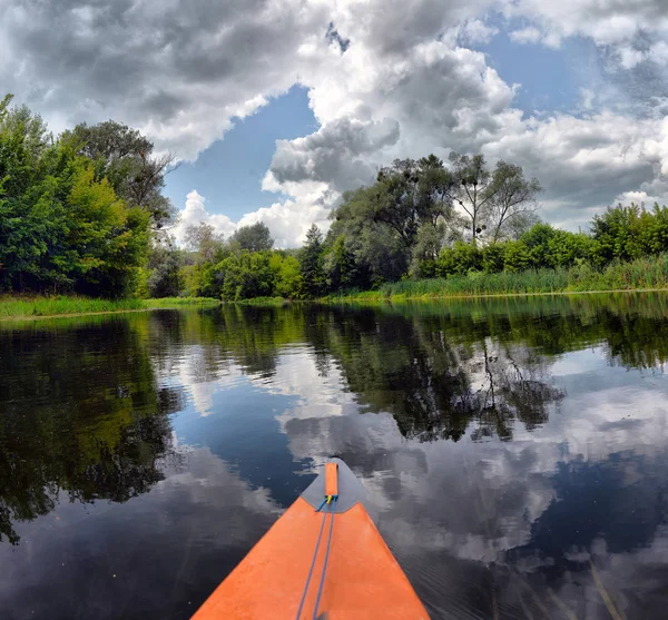 Mangrov Nehri'nde birlikte kayak lakarşıan bir çift. Turistler kanocular t — Stok fotoğraf