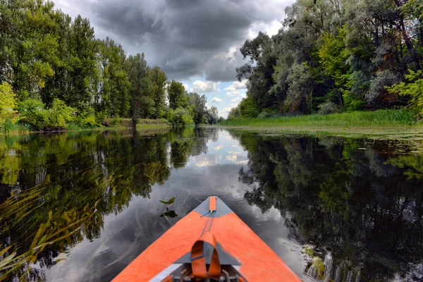 Mangrov Nehri'nde birlikte kayak lakarşıan bir çift. Turistler kanocular t — Stok fotoğraf