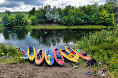 Mangrov Nehri'nde birlikte kayak lakarşıan bir çift. Turistler kanocular t