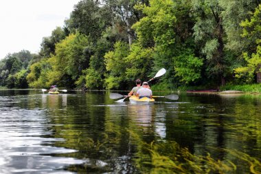 Ukrayna, Psyol, 26,07,2019. Mangrov'da birlikte kayak alan çift