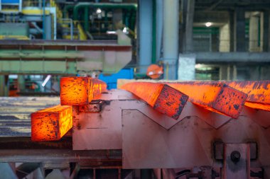 Steel production in electric furnaces. Sparks of molten steel. Electric arc furnace shop . Metallurgical production, heavy industry, engineering, steelmaking clipart