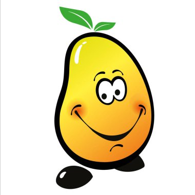 Karakter bir neşeli mango meyve şeklinde