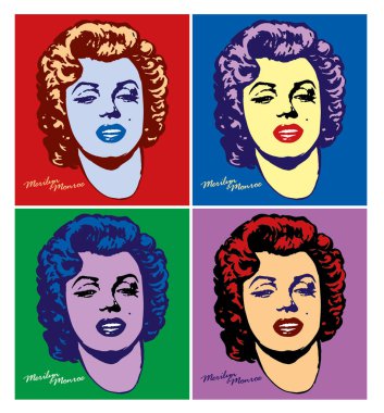 Image of Marilyn Monroe in the style of Andy Warhol clipart