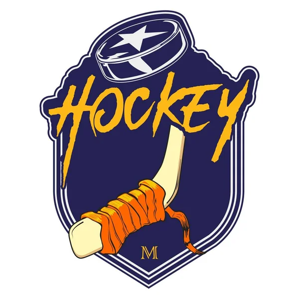 Hockey Hockey Emblem Med Pind Puck – Stock-vektor