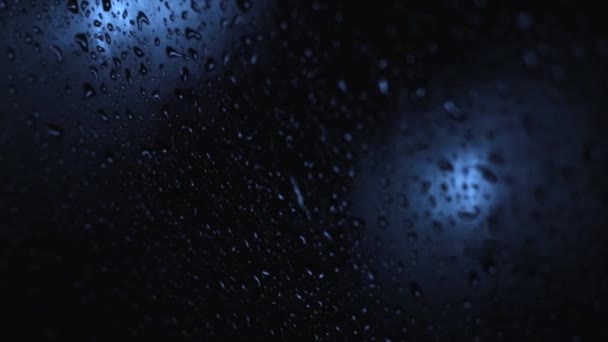 Woman Hand Draws Misted Window Car Rain Glare Lanterns Hand — Stock Video