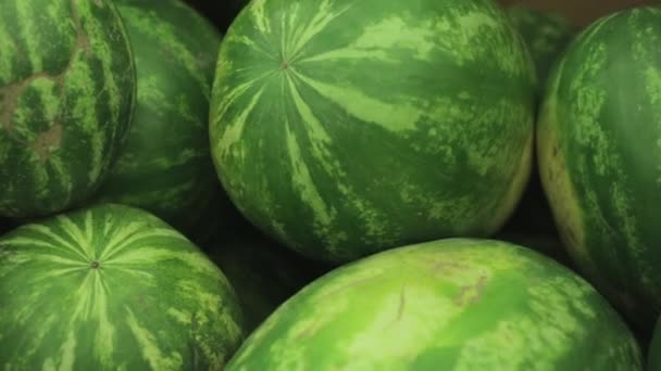 Frische Wassermelonen Auf Dem Markt Aus Nächster Nähe — Stockvideo