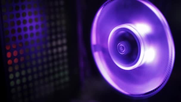 Videofelvétel Hűtési Rendszer Demonstráció Rgb Led Fény Radiátor Ventilátor — Stock videók