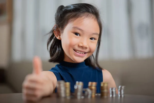 Asian Girl Managing Finances Counting Money Stock Photo