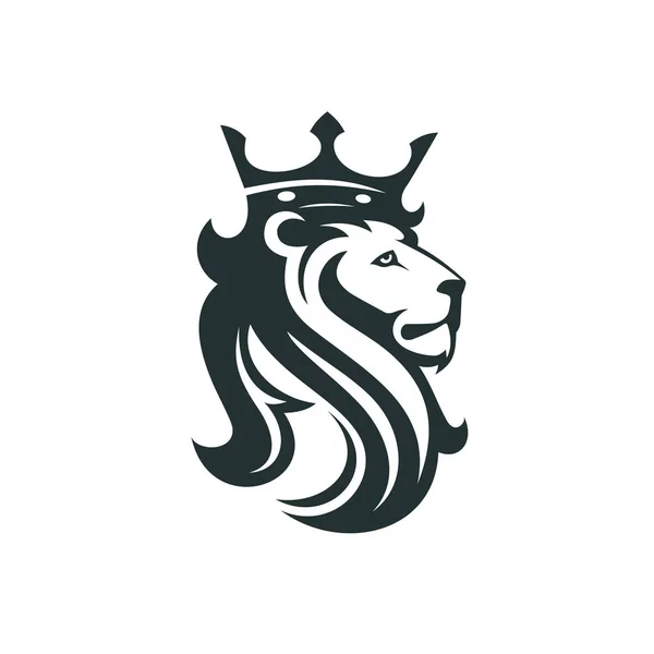 La cabeza de un león con una corona real — Vector de stock