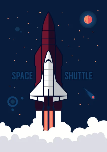 Space shuttle en raketten vector illustratie — Stockvector