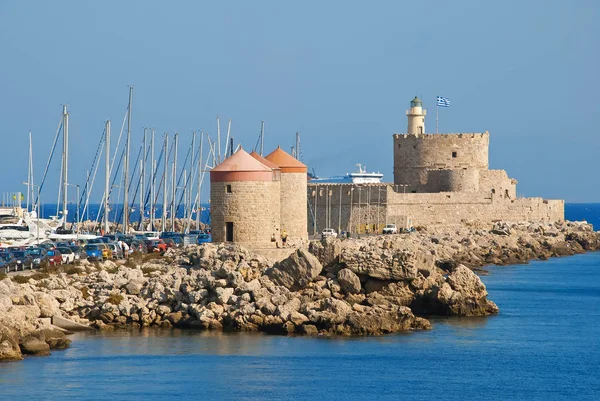 The medieval lighthouse. Rhodes, Greece — Stock Photo, Image