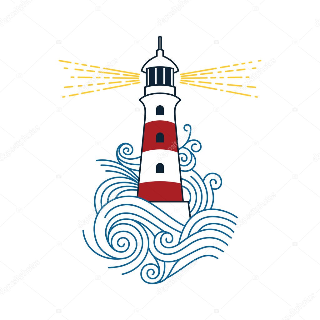 Lighthouse among the waves 