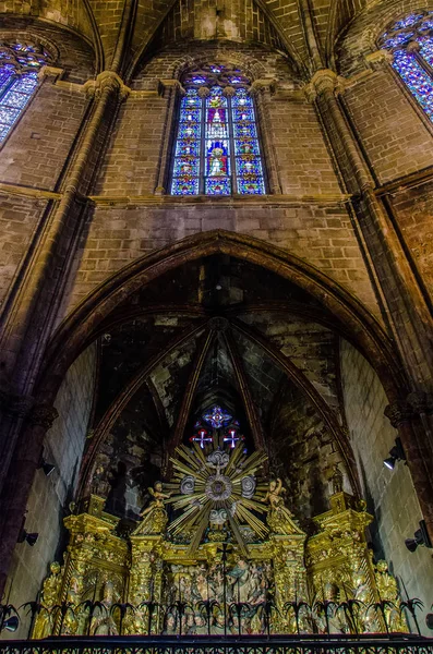 Interior of Barcelona Cathedral in Gothic Quarter. — Stock Photo, Image