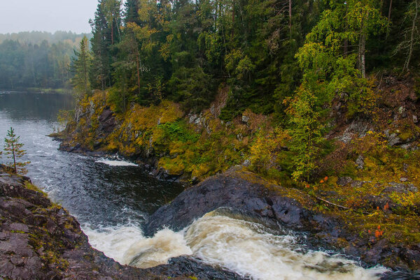 Kivach waterfall in Karelia, Russia