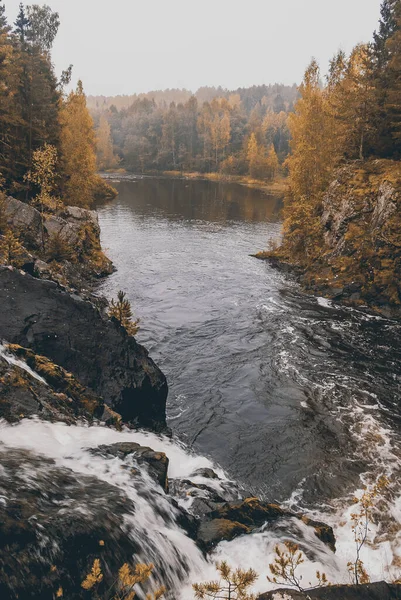 Kivachs Vattenfall Karelen Ryssland Naturlandskap Den Ryska Norr — Stockfoto