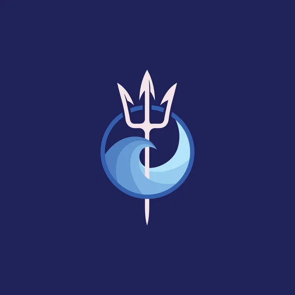 Neptunus Drietand Logo Zeegolf Het Symbool Van God Van Zeeën — Stockvector